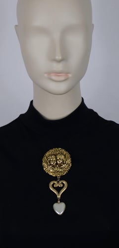 MOSCHINO Vintage Gold Tone Angel Brooch