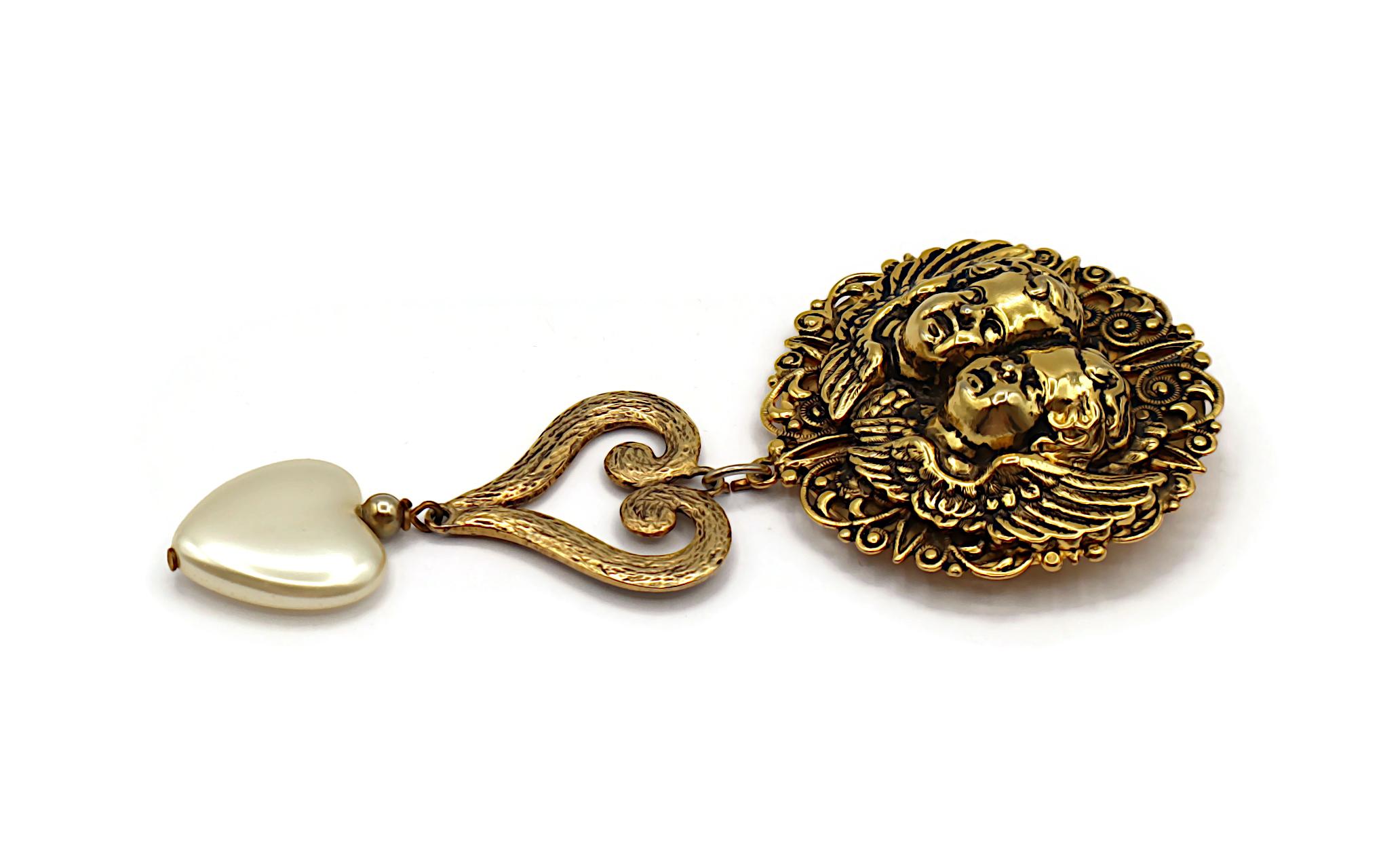 MOSCHINO Broche Ange Vintage Ton Or en vente 1