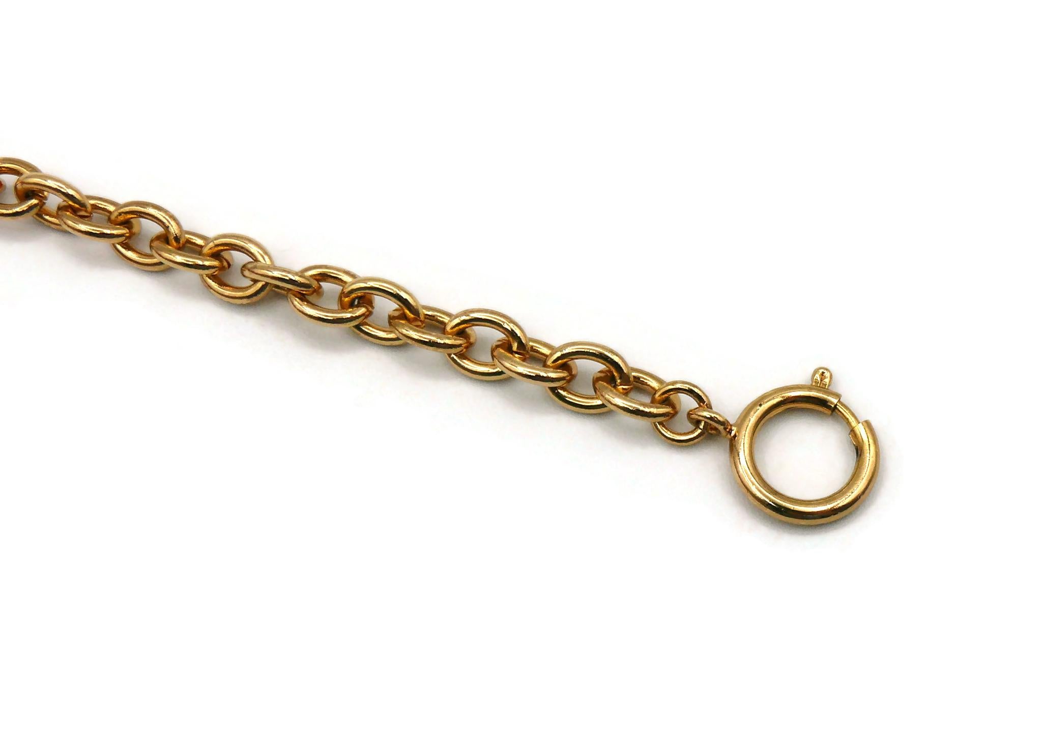 MOSCHINO Collier chaîne vintage en or avec figures de cœurs en onyx d'olivier en vente 8