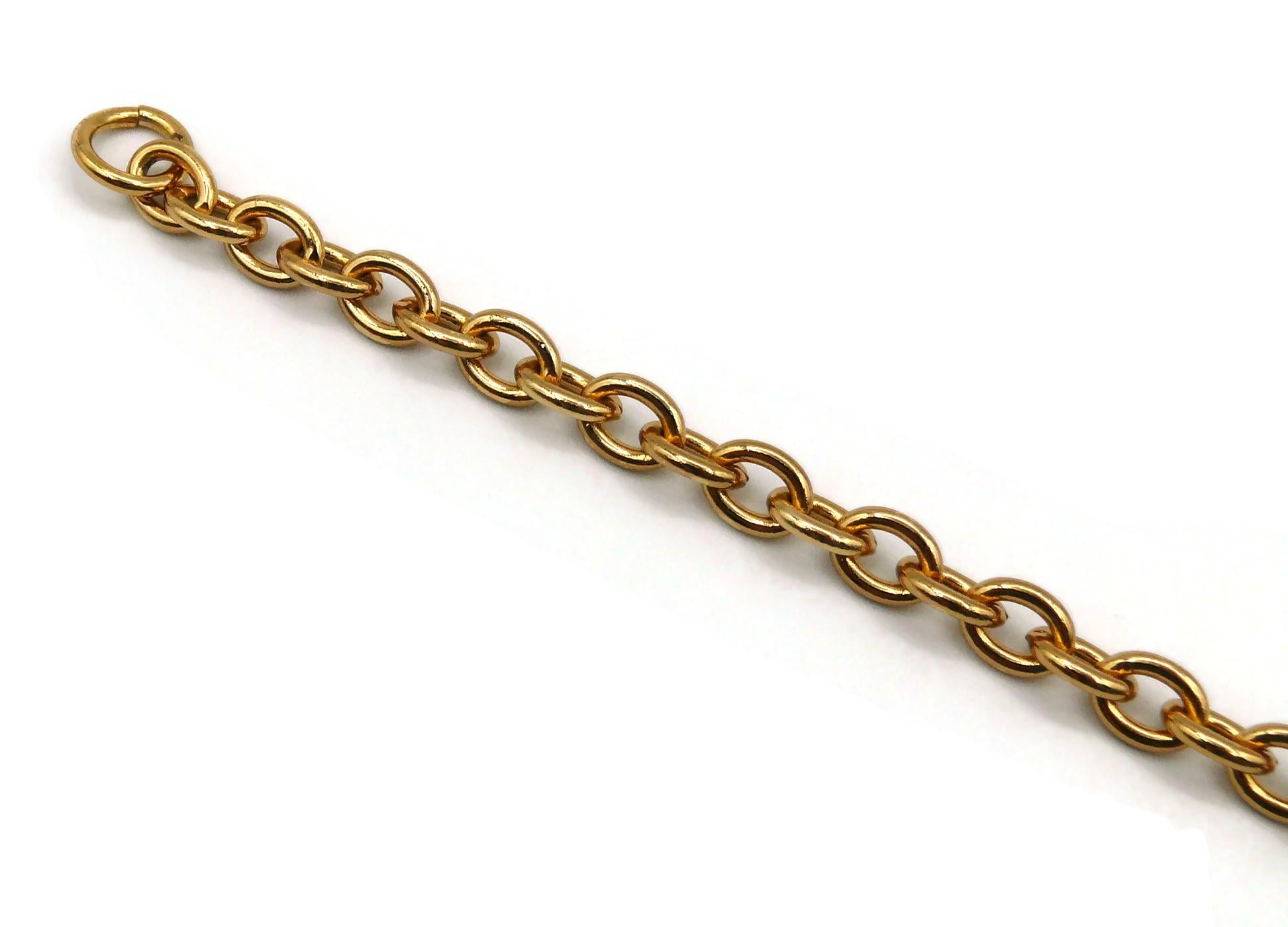 MOSCHINO Collier chaîne vintage en or avec figures de cœurs en onyx d'olivier en vente 1