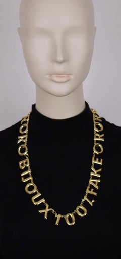 MOSCHINO Vintage Gold Tone "Oro Bijoux 100% Fake" Necklace