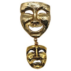 MOSCHINO Spilla Vintage in oro con maschera Tragicomedy