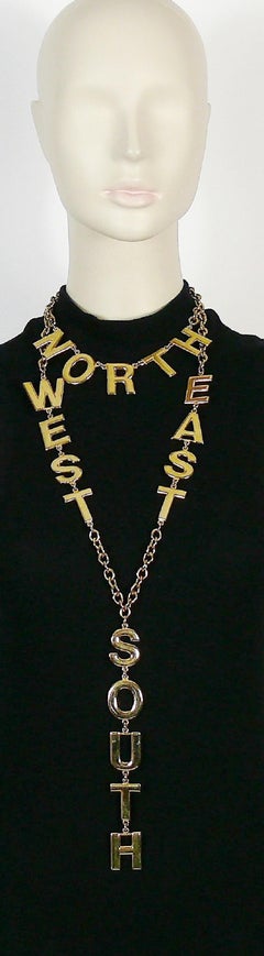 Moschino Vintage Gold Toned Cardinal Directions Necklace
