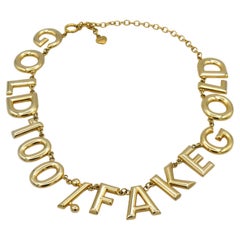 MOSCHINO Vintage Gold Toned "Gold 100% Fake Gold" Necklace