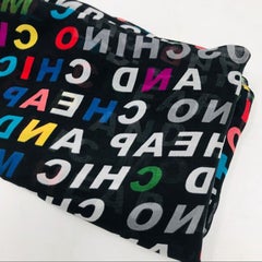 Moschino Vintage Graffiti Black Silk Scarf