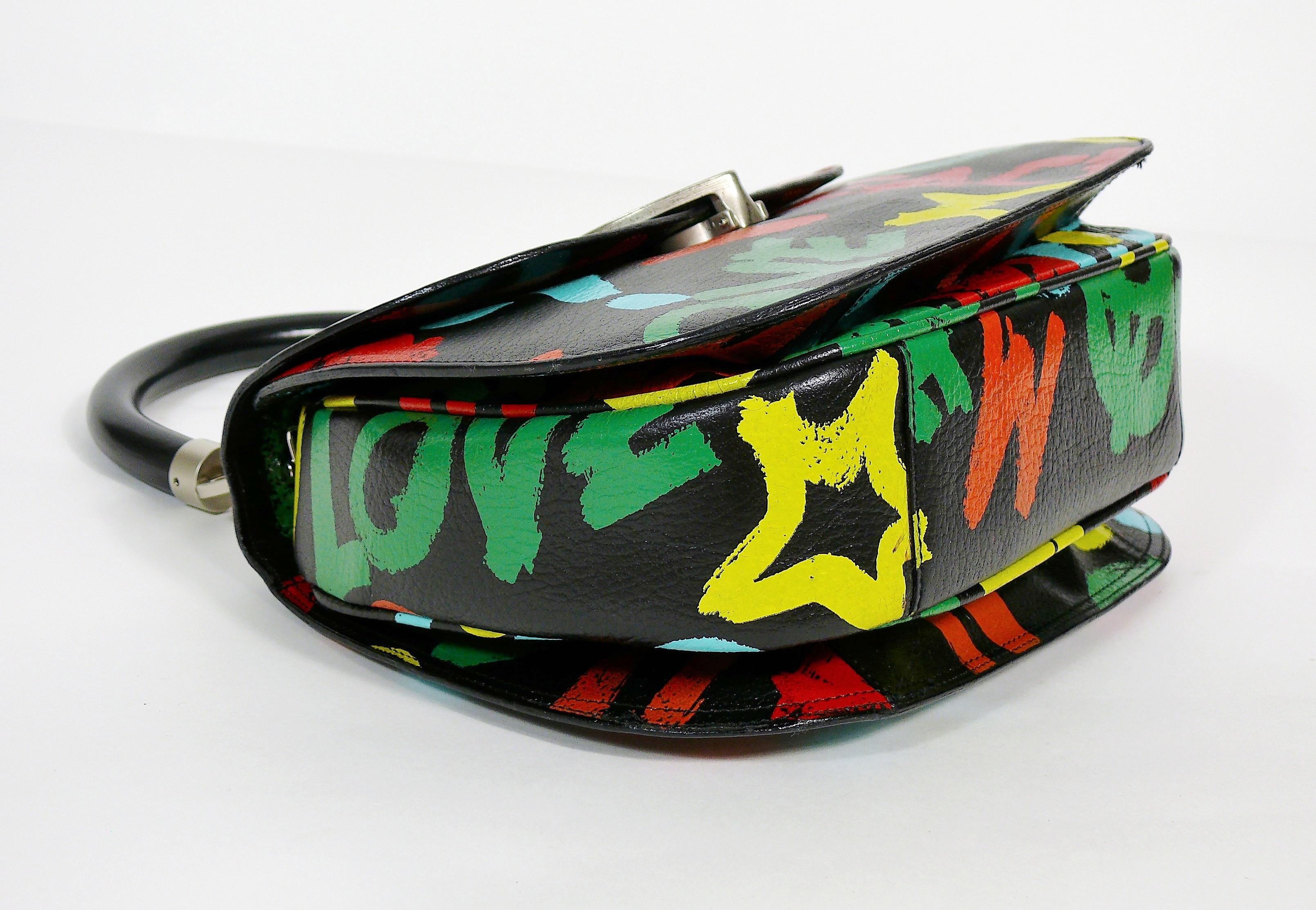 Moschino Vintage Graffitis Non E Tutt'Oro Quello Che Luccia Leather Handbag For Sale 1