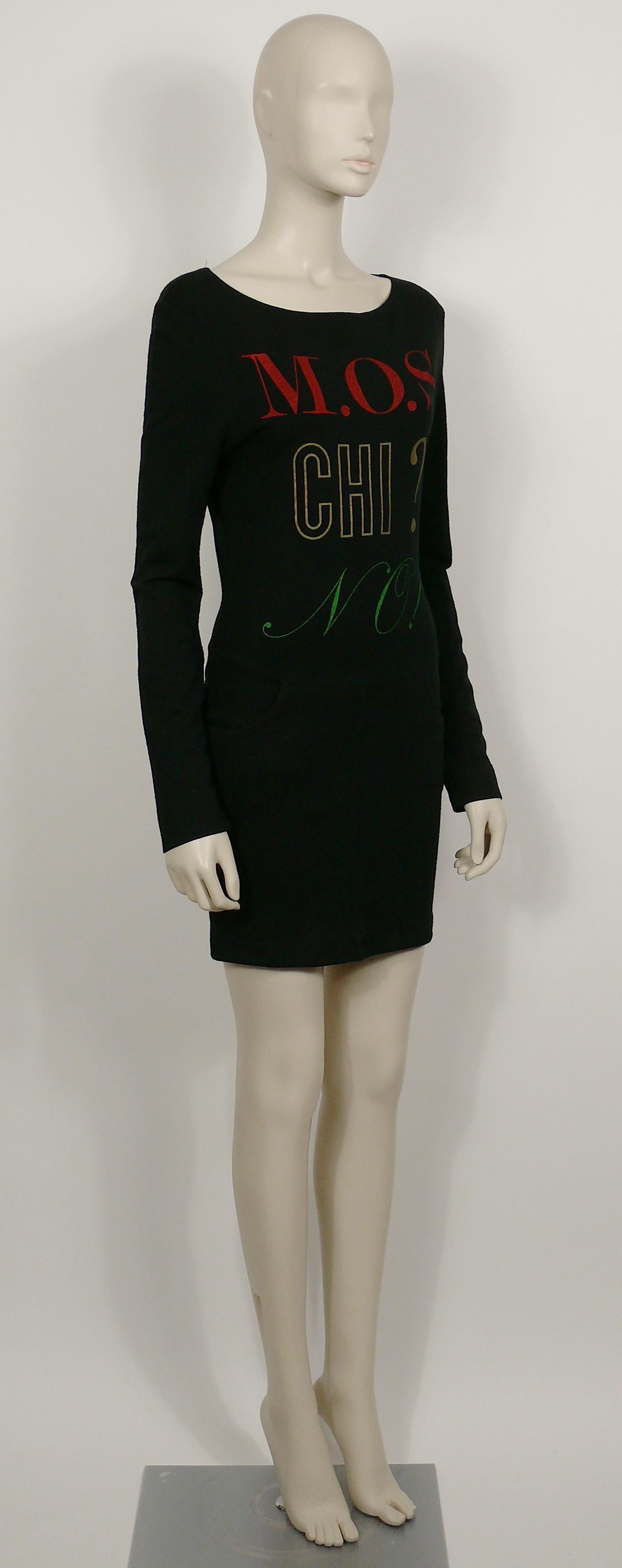 MOSCHINO vintage black jersey mini dress featuring a 