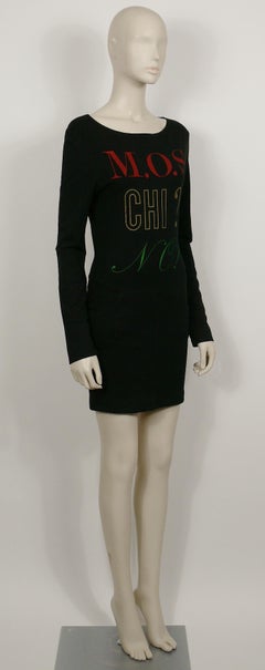 Moschino Vintage Graphic Print "M.O.S. CHI? NO!" Mini Dress US Size 12