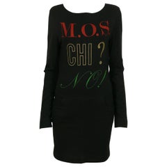 Moschino Vintage Graphic Print "M.O.S. CHI? NO!" Mini Dress US Size 12