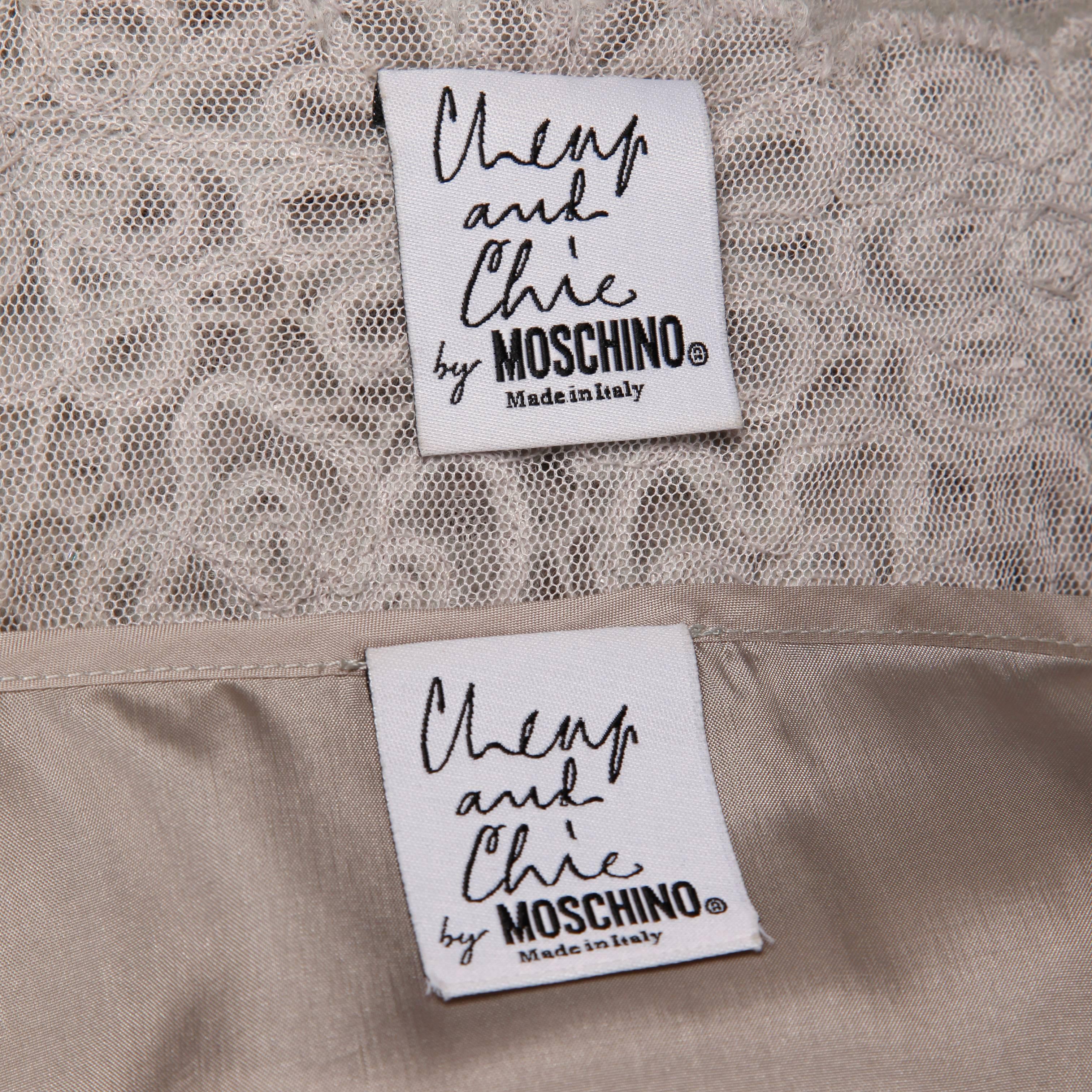 De las mujeres Moschino Vintage Gris Vestido de Encaje de Crochet con Cuentas, Años 90 en venta
