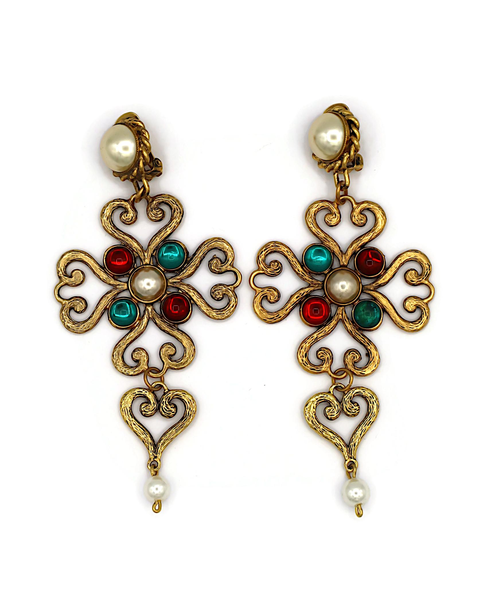 Women's MOSCHINO Vintage Heart Dangling Earrings For Sale