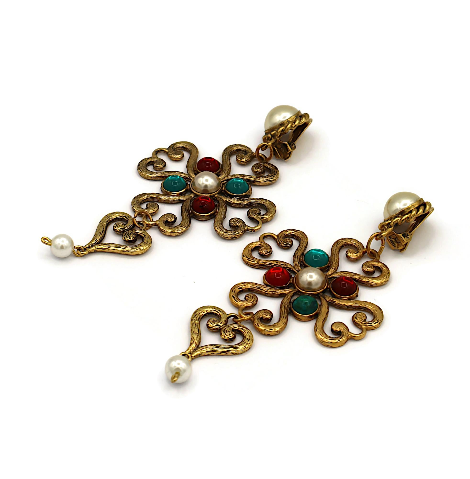 MOSCHINO Vintage Heart Dangling Earrings For Sale 1