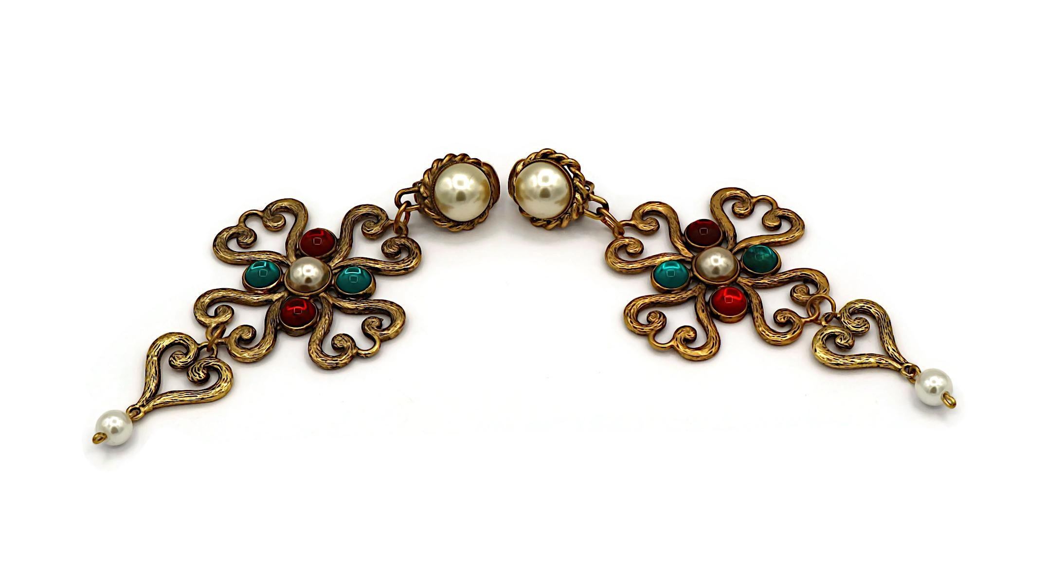 MOSCHINO Vintage Heart Dangling Earrings For Sale 2