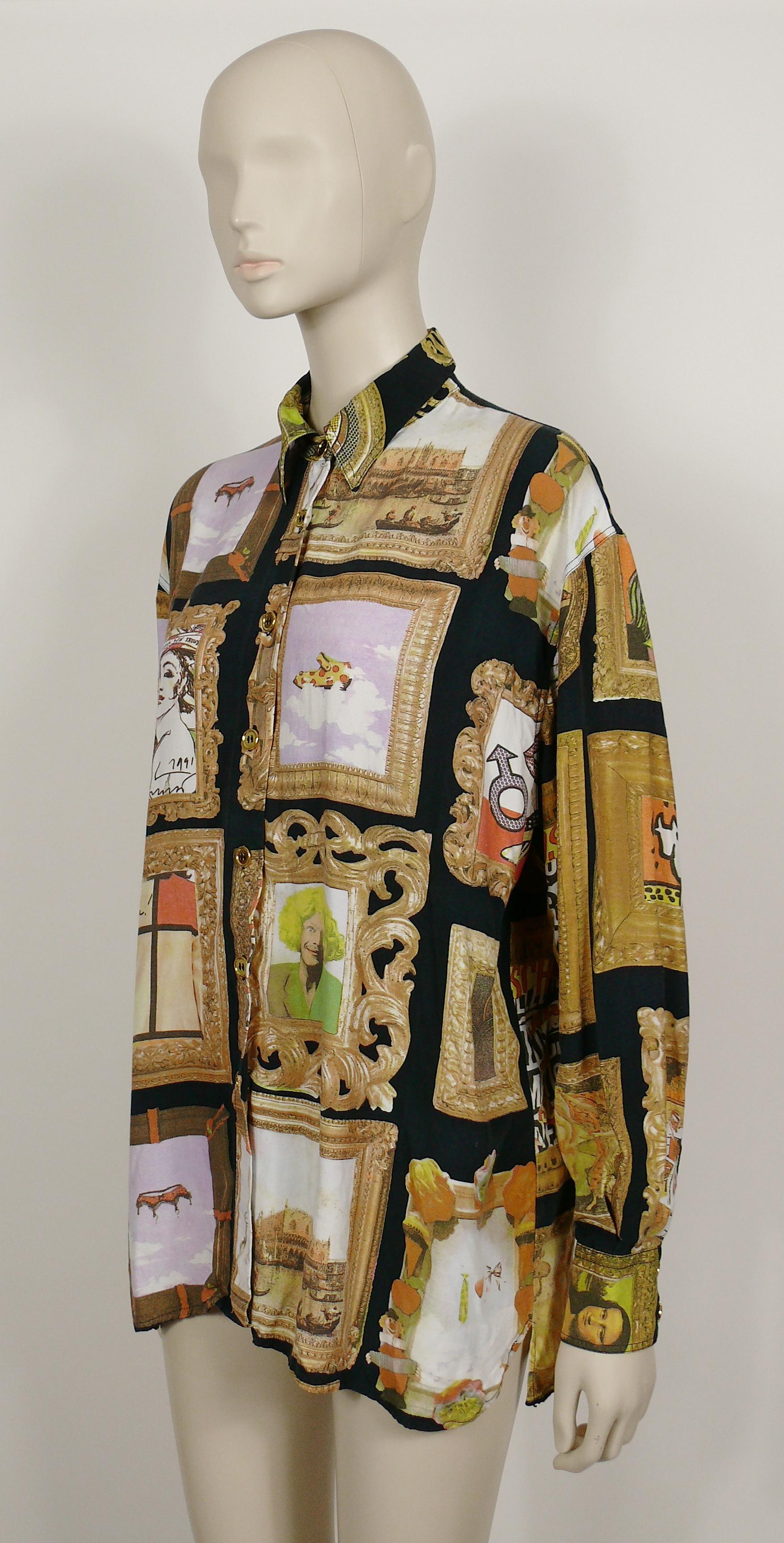 Moschino Vintage Iconic 90er Jahre Rahmen Art Gallery Hemd Größe L im Angebot 3