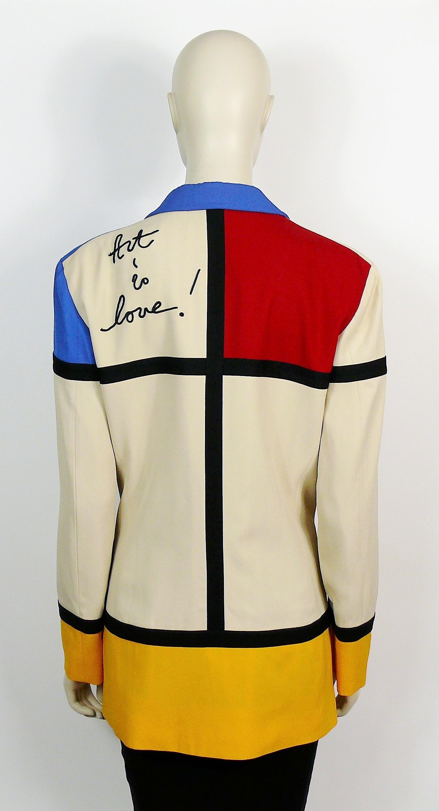 Moschino Vintage Iconic Art is Love Mondrian Heart Blazer Jacket US Size 12 2