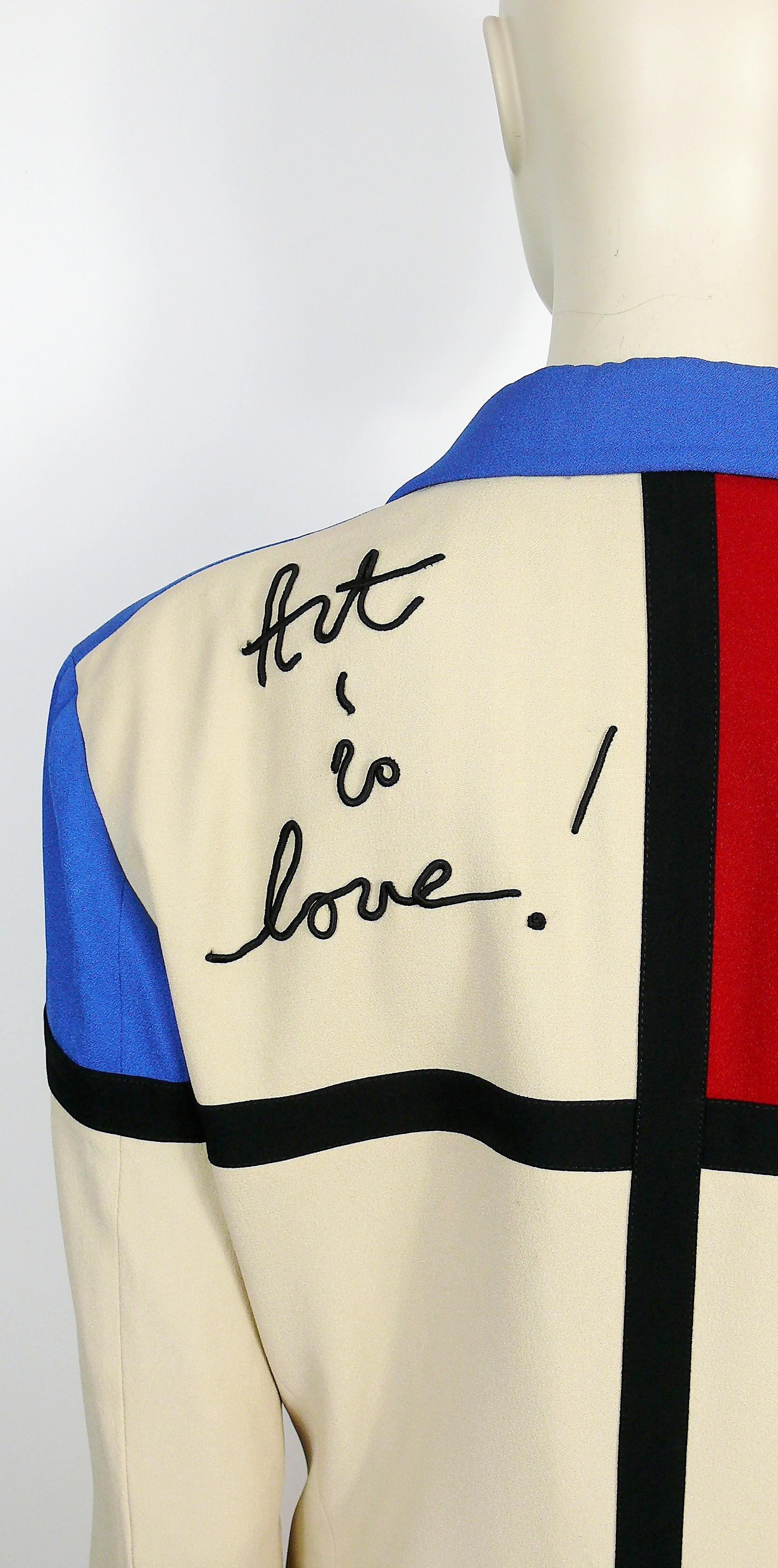 Moschino Vintage Iconic Art is Love Mondrian Heart Blazer Jacket US Size 12 In Good Condition In Nice, FR