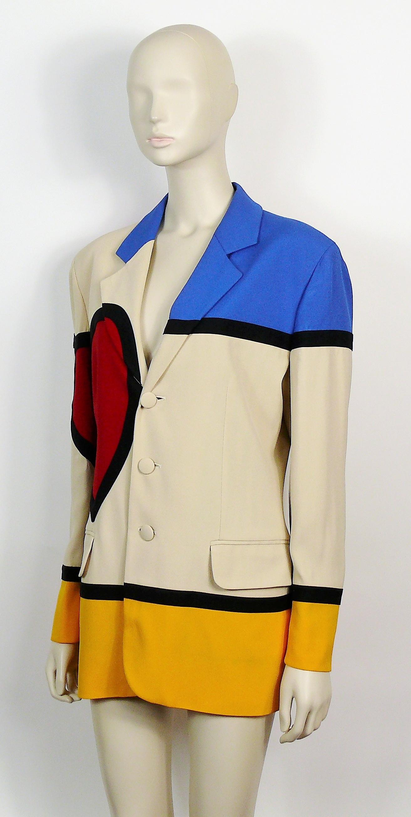 Women's Moschino Vintage Iconic Art is Love Mondrian Heart Blazer Jacket US Size 12