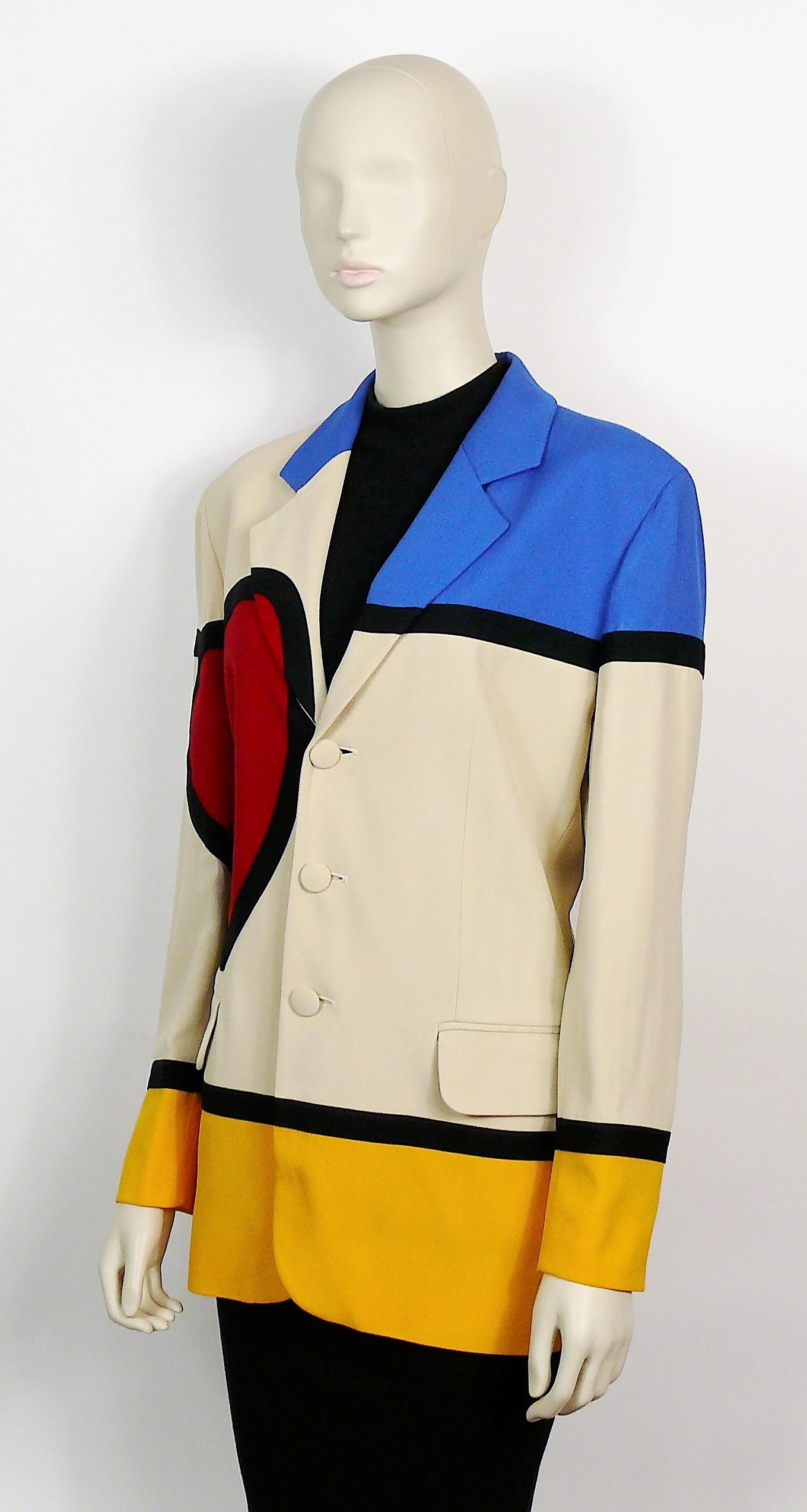 Moschino Vintage Iconic Art is Love Mondrian Heart Blazer Jacket US Size 12 1