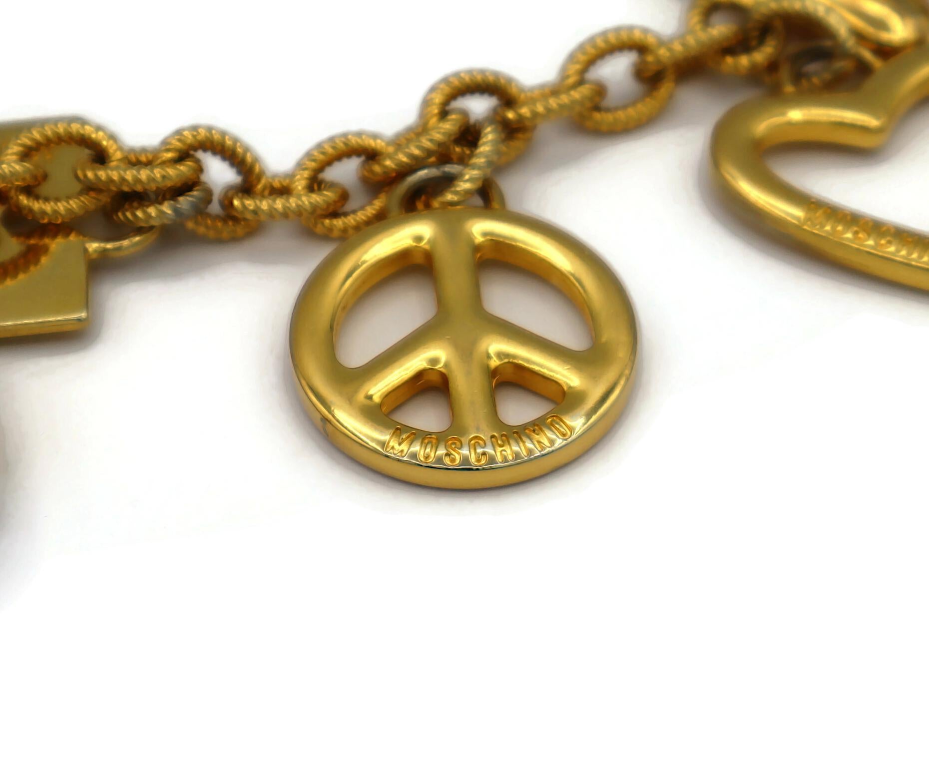 MOSCHINO Vintage Iconic Charm Tiered Belt Necklace For Sale 10