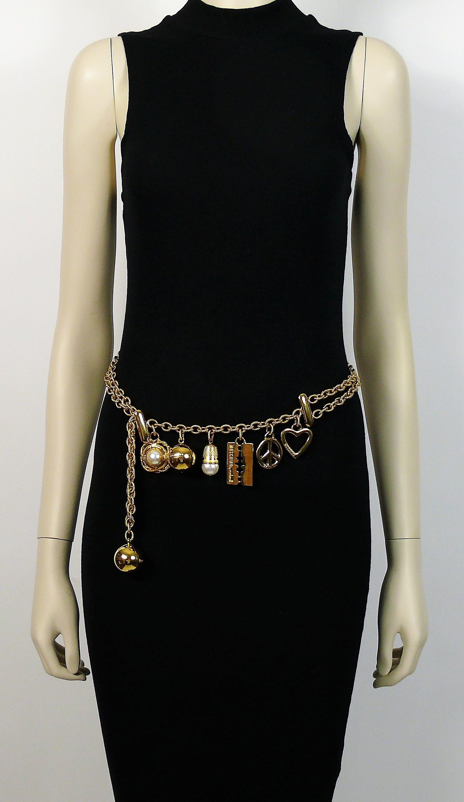 Women's Moschino Vintage Iconic Charm Tiered Belt Necklace