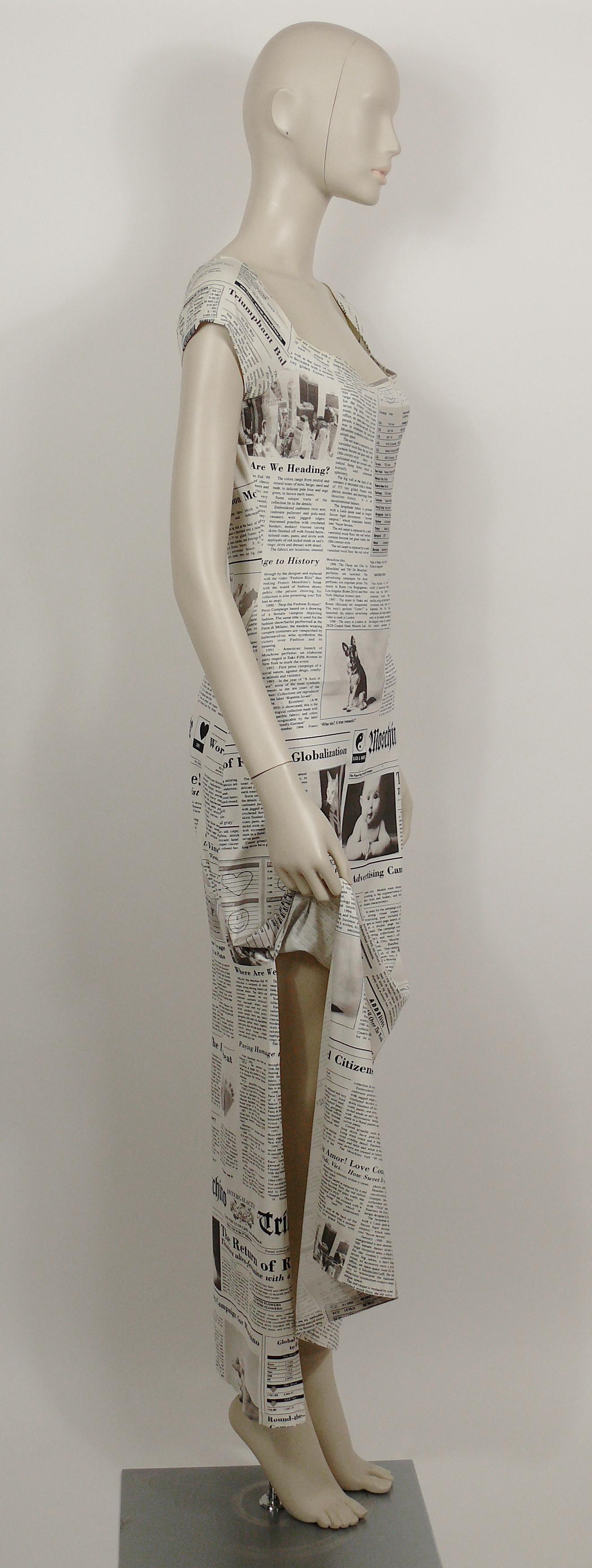 Moschino Vintage Iconic Newspaper 'Moschino Tribute' Print Maxi Dress US Size 8 1