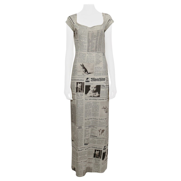 knee length dresses for ladies Newspaper Print Blue Button-Down Maxi Skirt main image 0