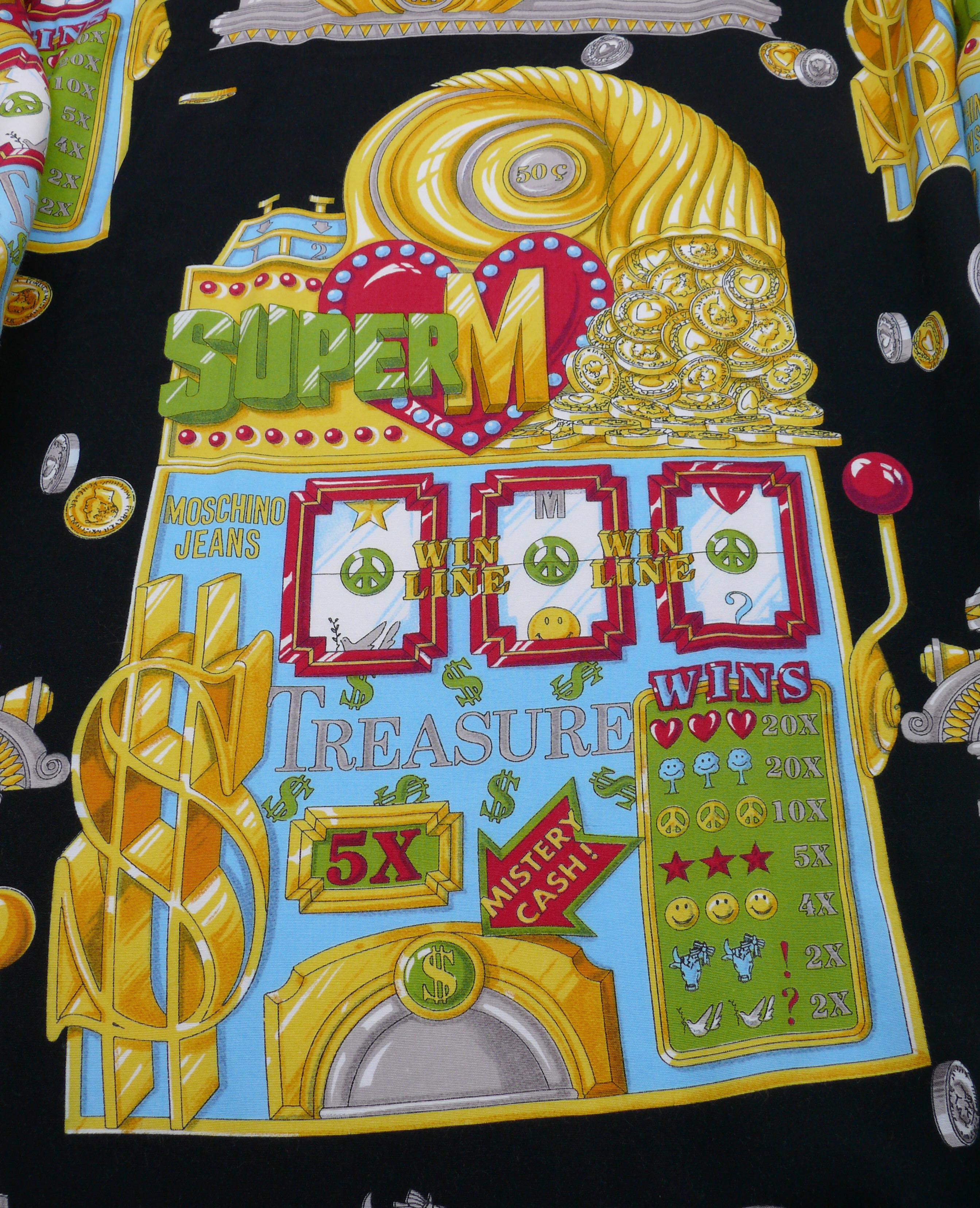 Moschino Vintage Iconic Slotter Casino Game Shirt US Size 14 For Sale 2