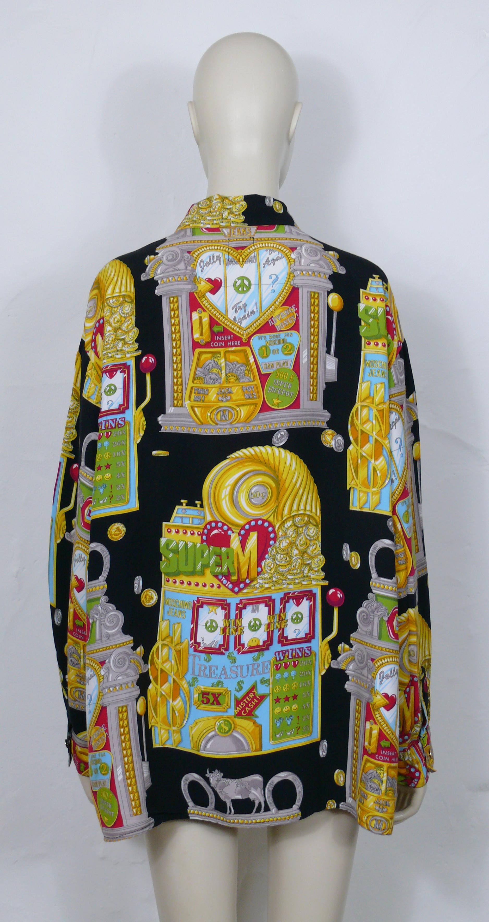 Moschino Vintage Iconic Slotter Casino Game Shirt US Size 14 For Sale 1