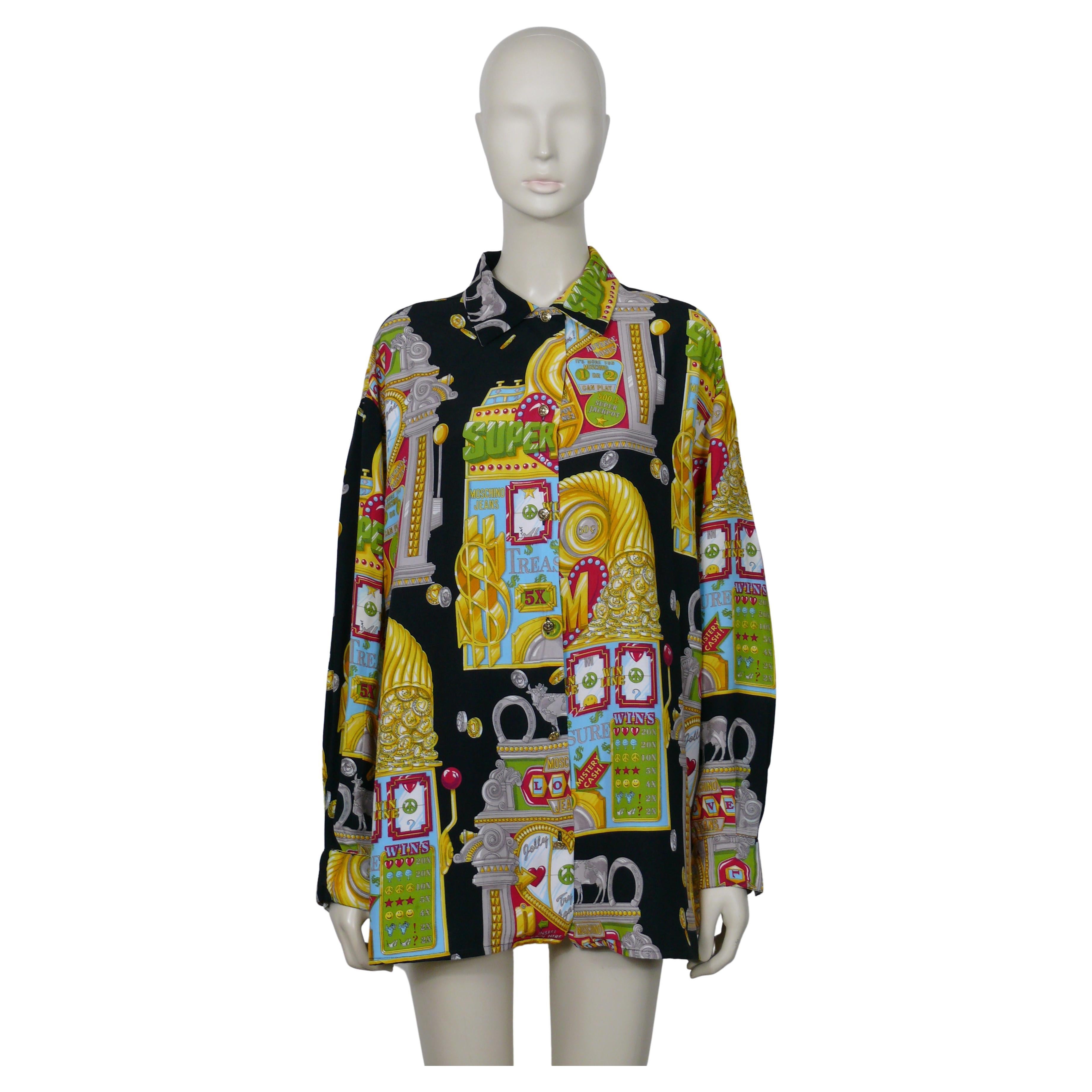 Moschino Vintage Iconic Slotter Casino Game Shirt US Size 14 For Sale