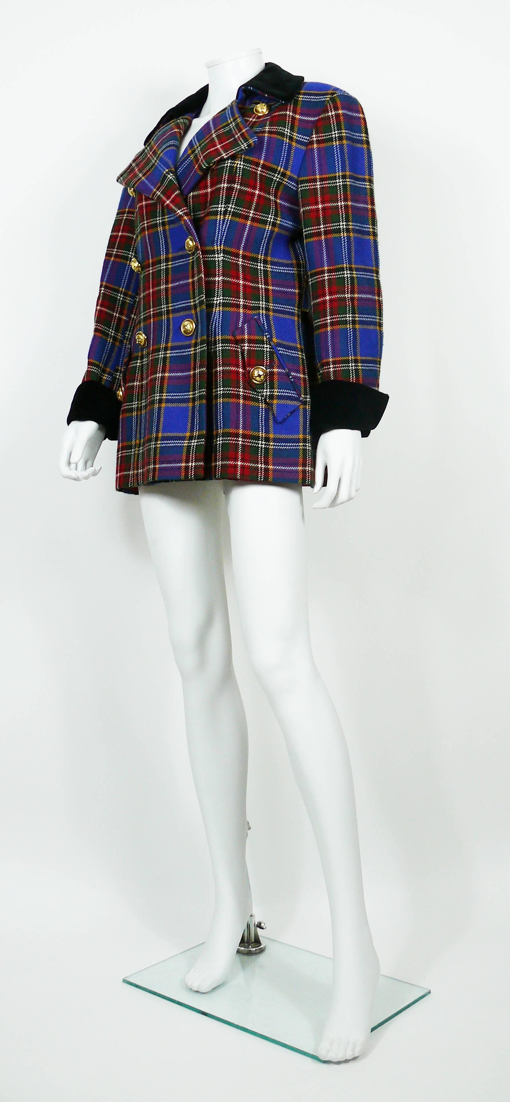 Women's Moschino Vintage Iconic Wool Tartan Plaid Jacket   For Sale