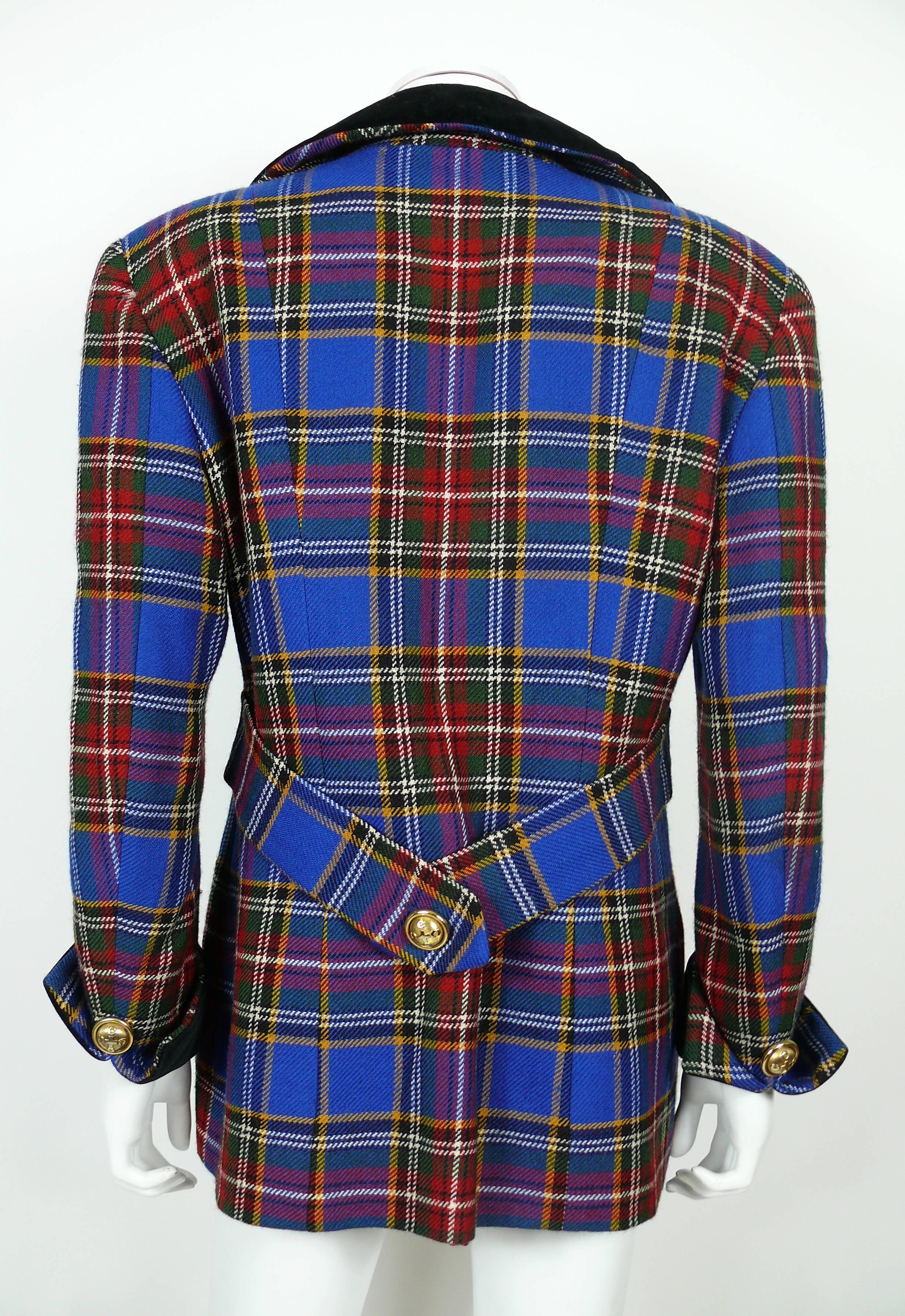 Moschino Vintage Iconic Wool Tartan Plaid Jacket   For Sale 2