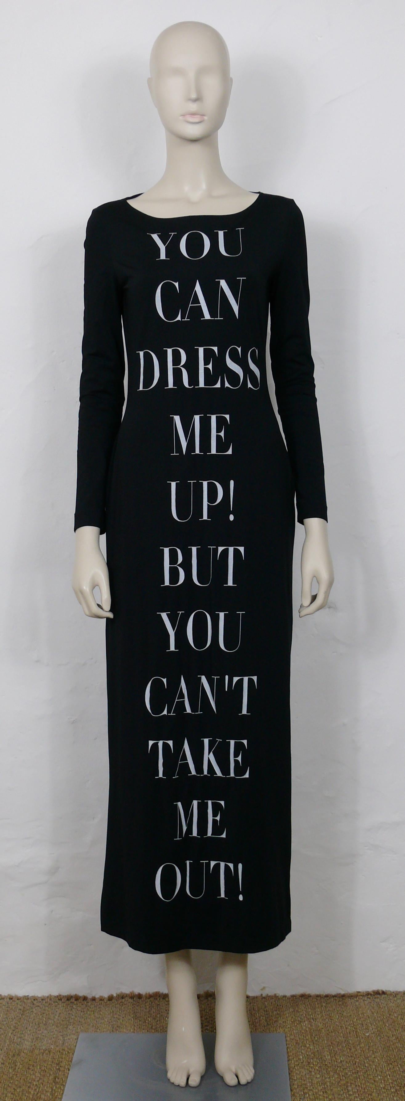 Moschino - Robe emblématique vintage « You Can Dress Me Up... » (Vous pouvez vous habiller...) Robe longue moulante Bodycon taille US 10 Bon état - En vente à Nice, FR
