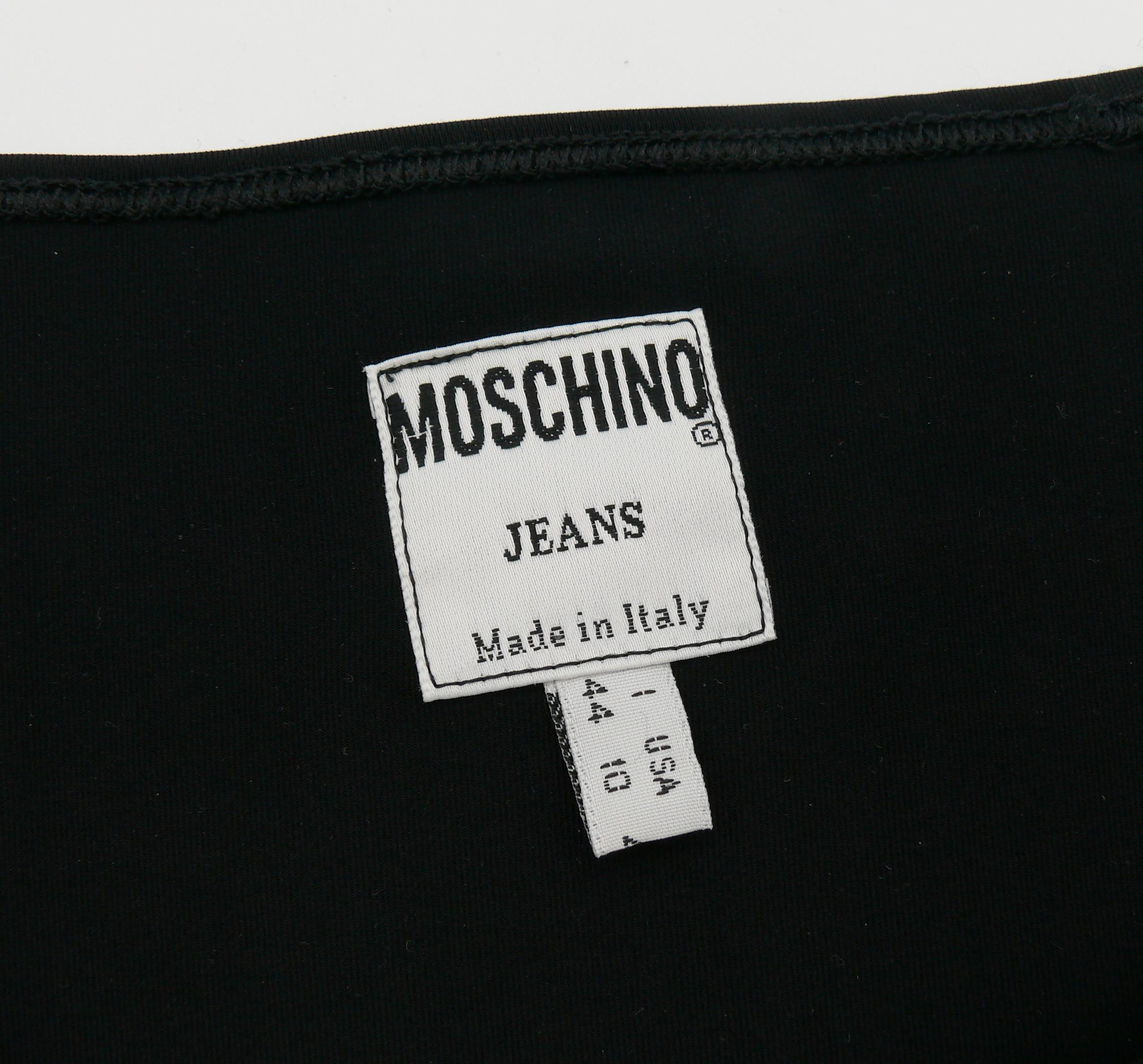 Moschino - Robe emblématique vintage « You Can Dress Me Up... » (Vous pouvez vous habiller...) Robe longue moulante Bodycon taille US 10 en vente 3