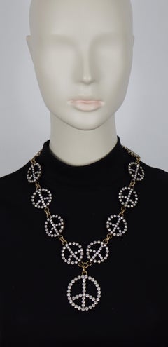 MOSCHINO Vintage Jewelled Peace Sign Necklace