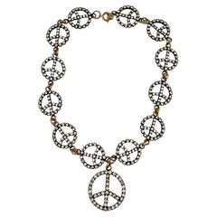 MOSCHINO Vintage Halskette mit Juwelen und Friedensschild