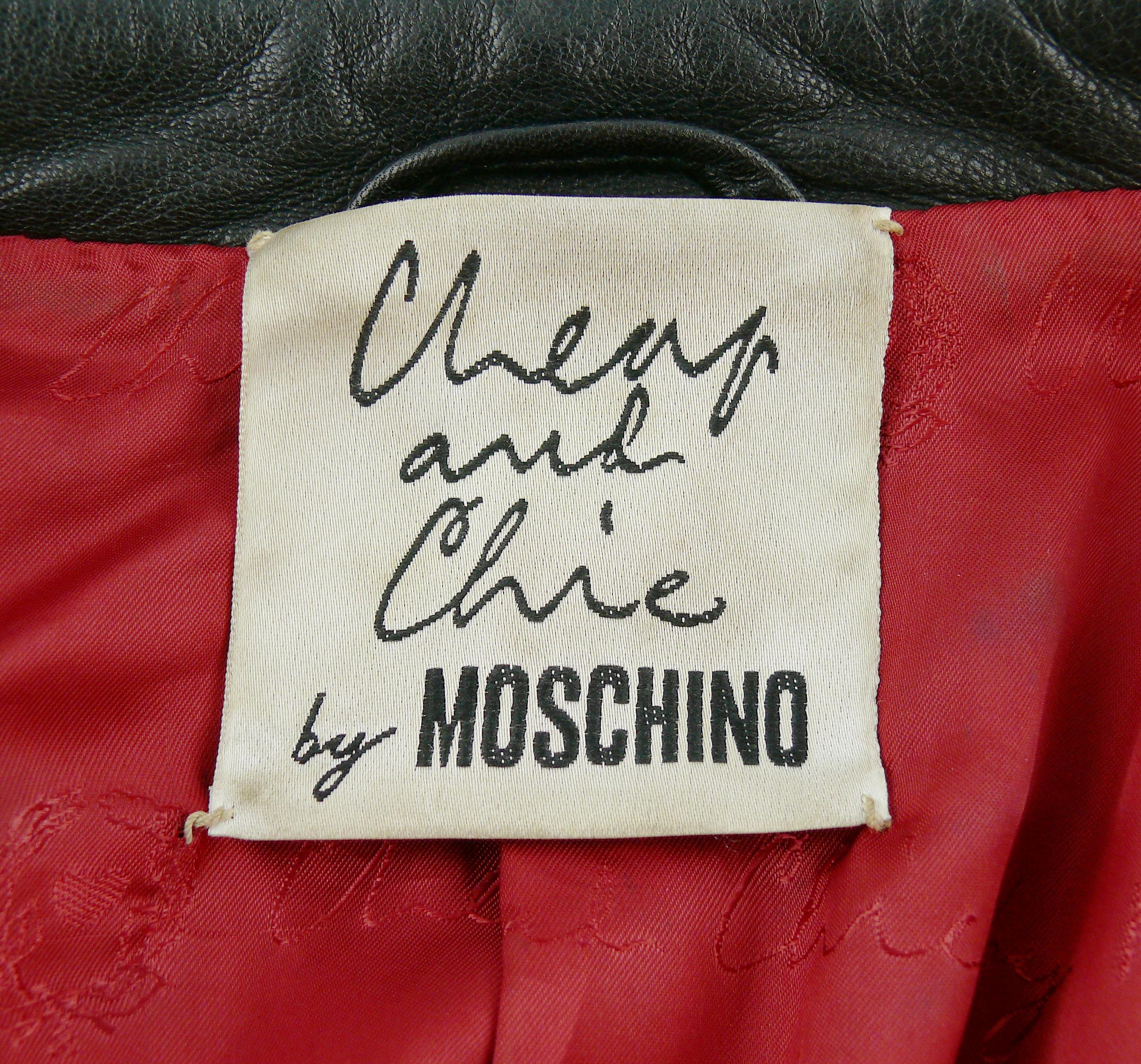 Moschino Vintage Live Is... Black Leather Cropped Biker Jacket In Good Condition In Nice, FR