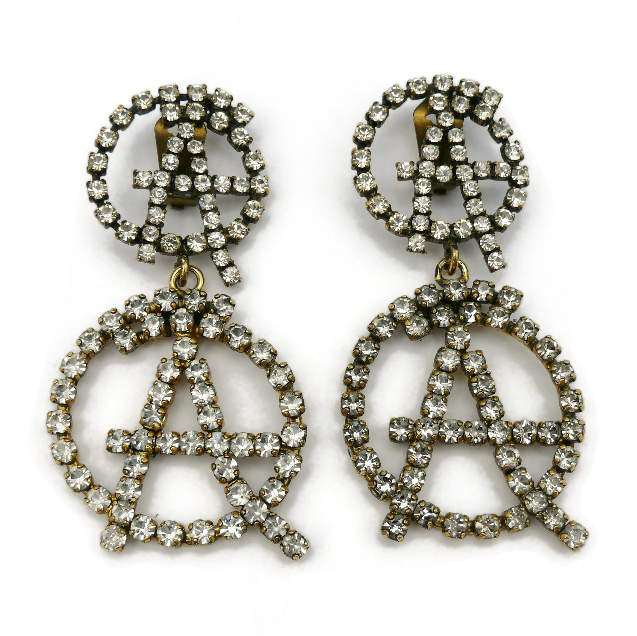 Women's MOSCHINO Vintage Massive Jewelled Anarchy Symbol Dangling Earrings For Sale
