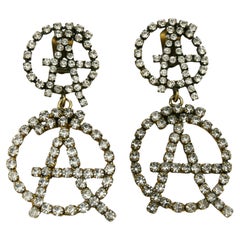 Pendientes colgantes MOSCHINO Vintage Símbolo de la Anarquía con joyas masivas