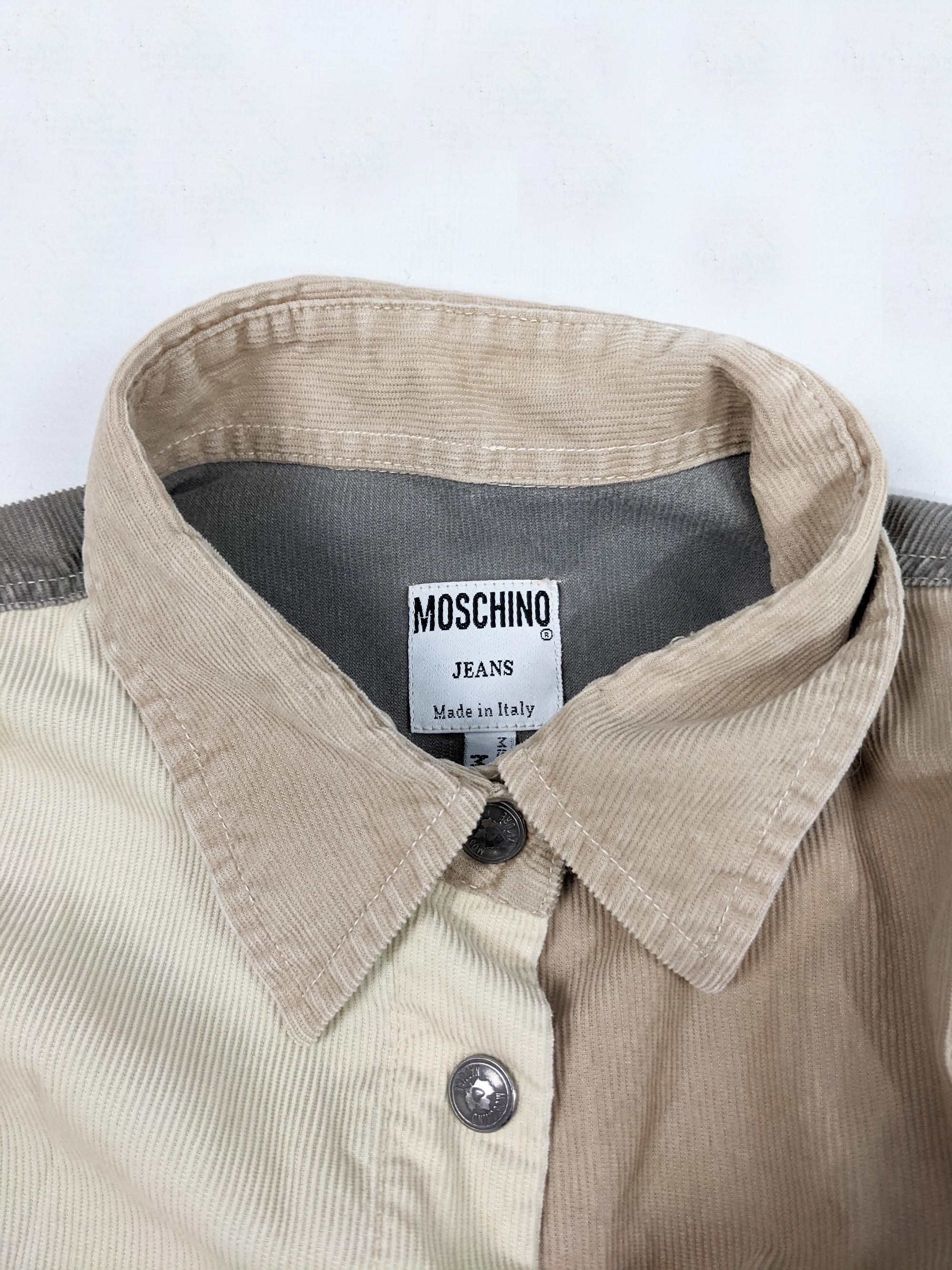 Moschino Vintage Mens Embroidered Cord Shirt 4