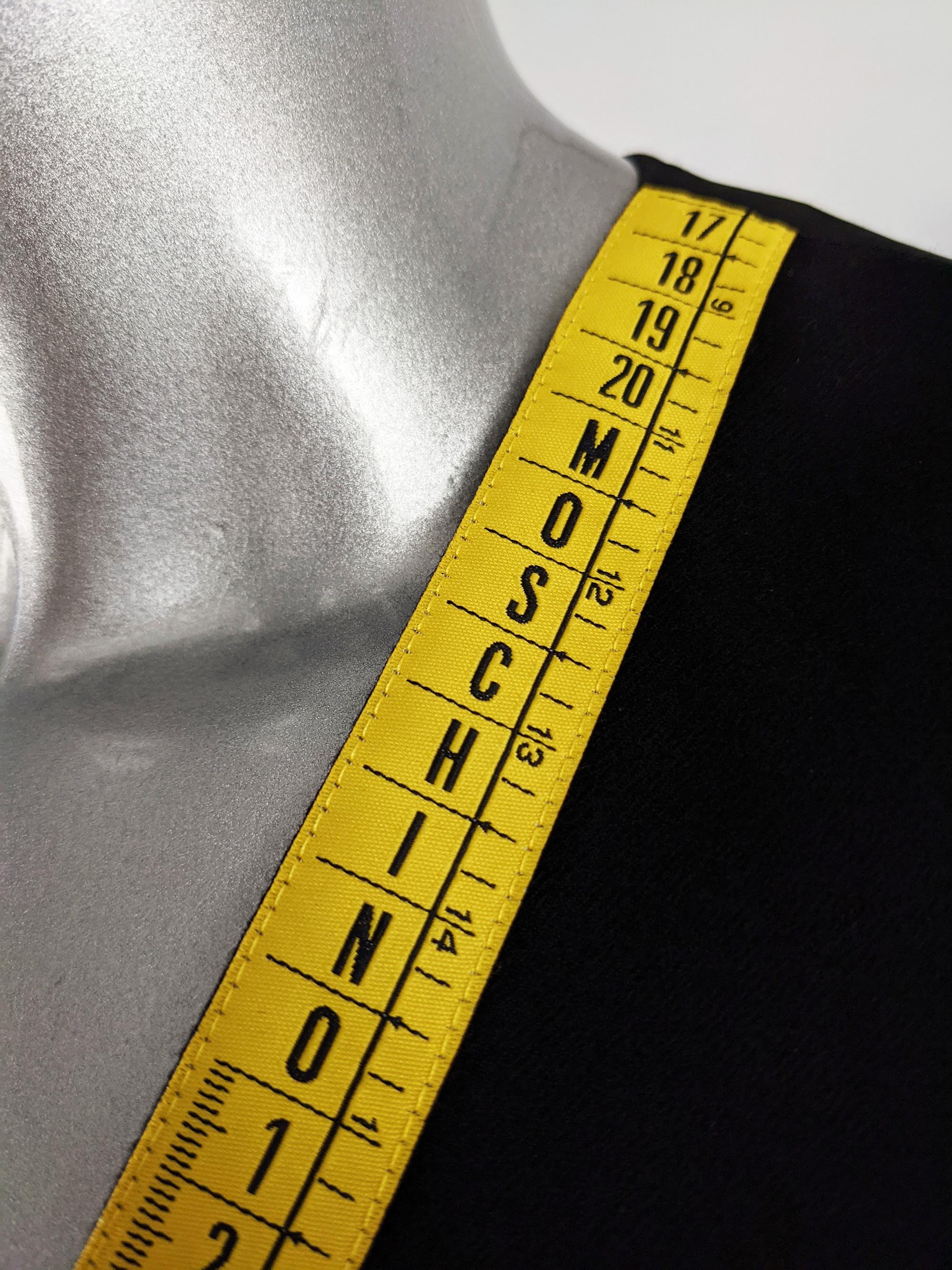 Black Moschino Vintage Mens Iconic Tape Measure Wool Vest Waistcoat