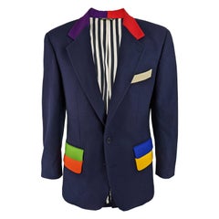 Moschino Vintage Mens Multicolored Blazer Jacket, 1980s