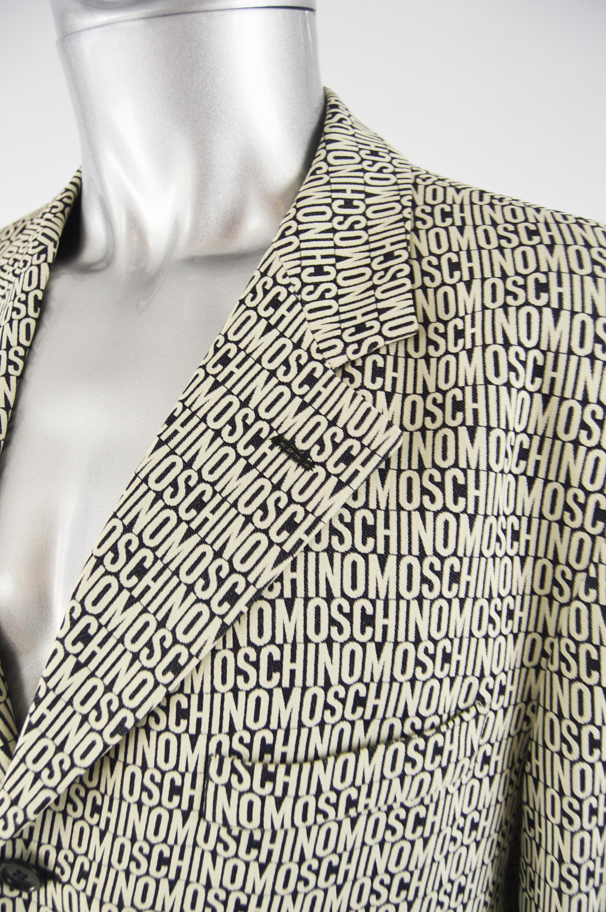 Beige Moschino Vintage Mens Spellout Blazer Jacket