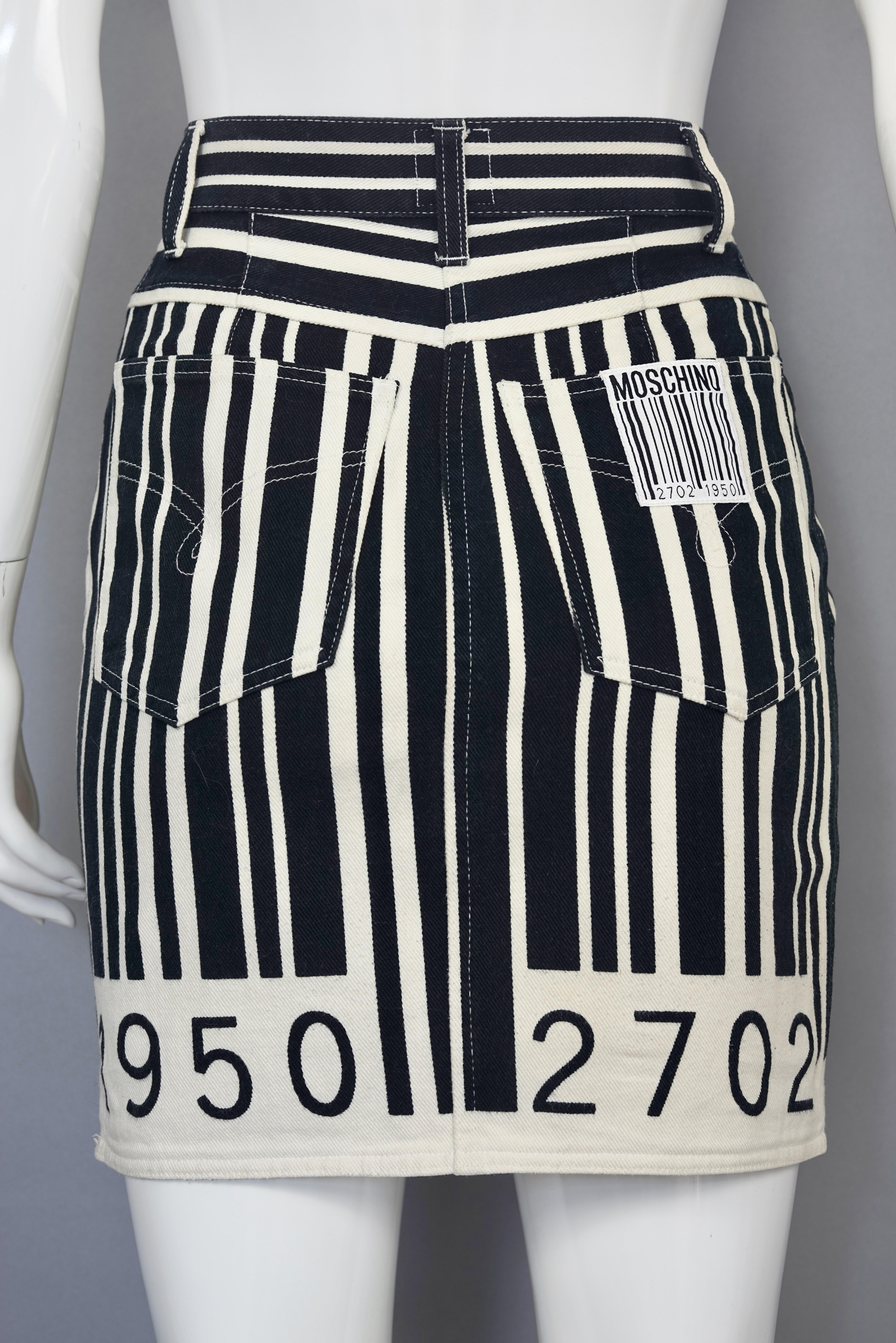 Gray MOSCHINO Vintage MOSCHINO Barcode Novelty Skirt Skirt