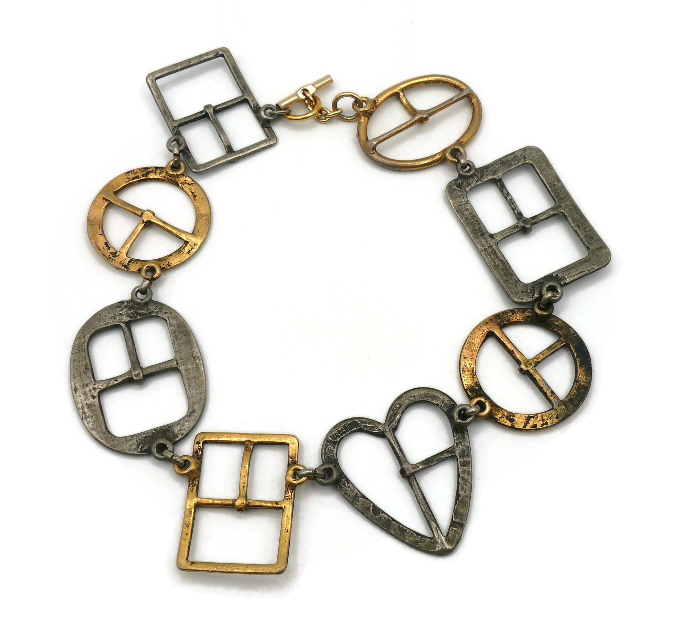 MOSCHINO Vintage Multi Buckle Novelty Necklace For Sale 6