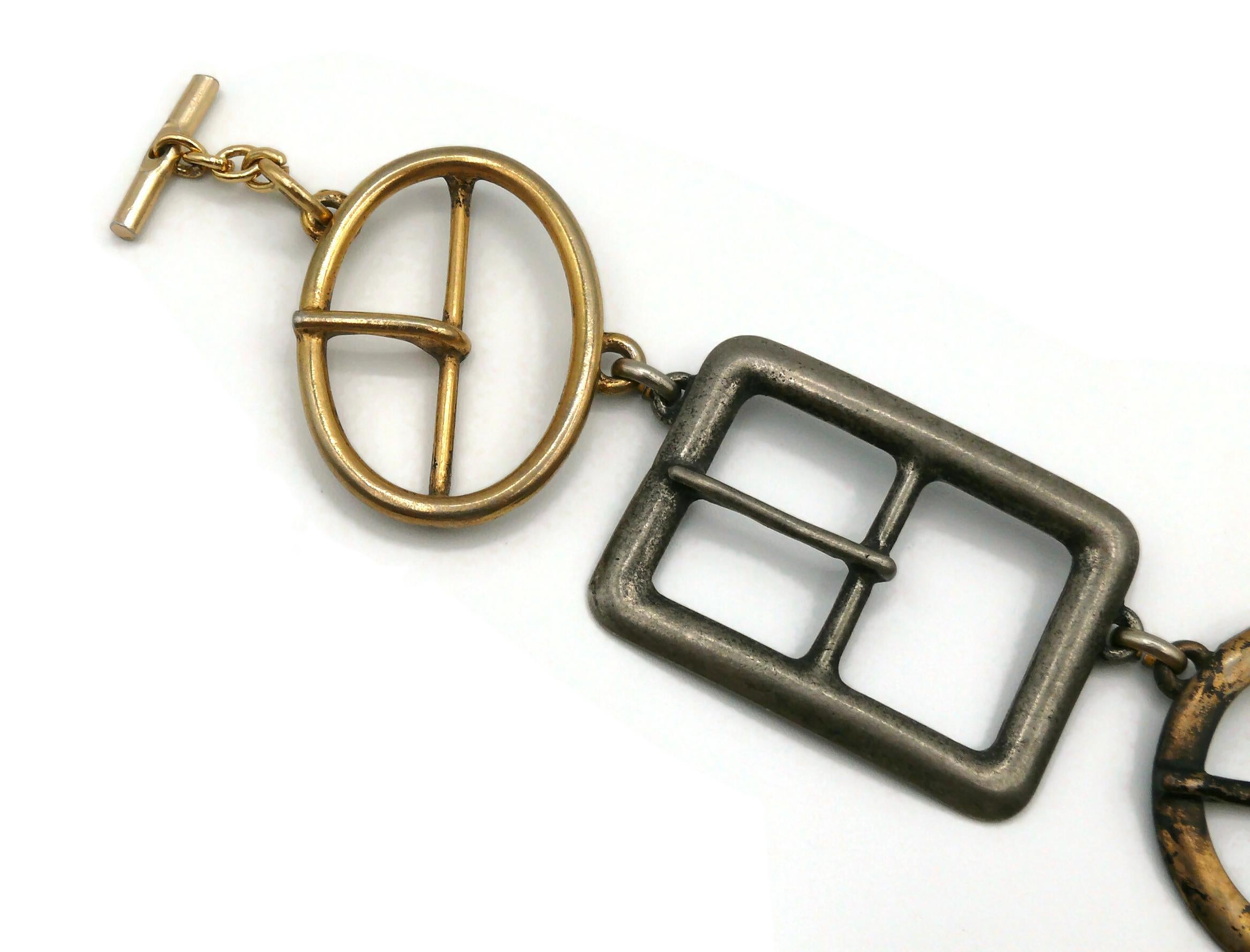 MOSCHINO Vintage Multi Buckle Novelty Necklace In Good Condition For Sale In Nice, FR