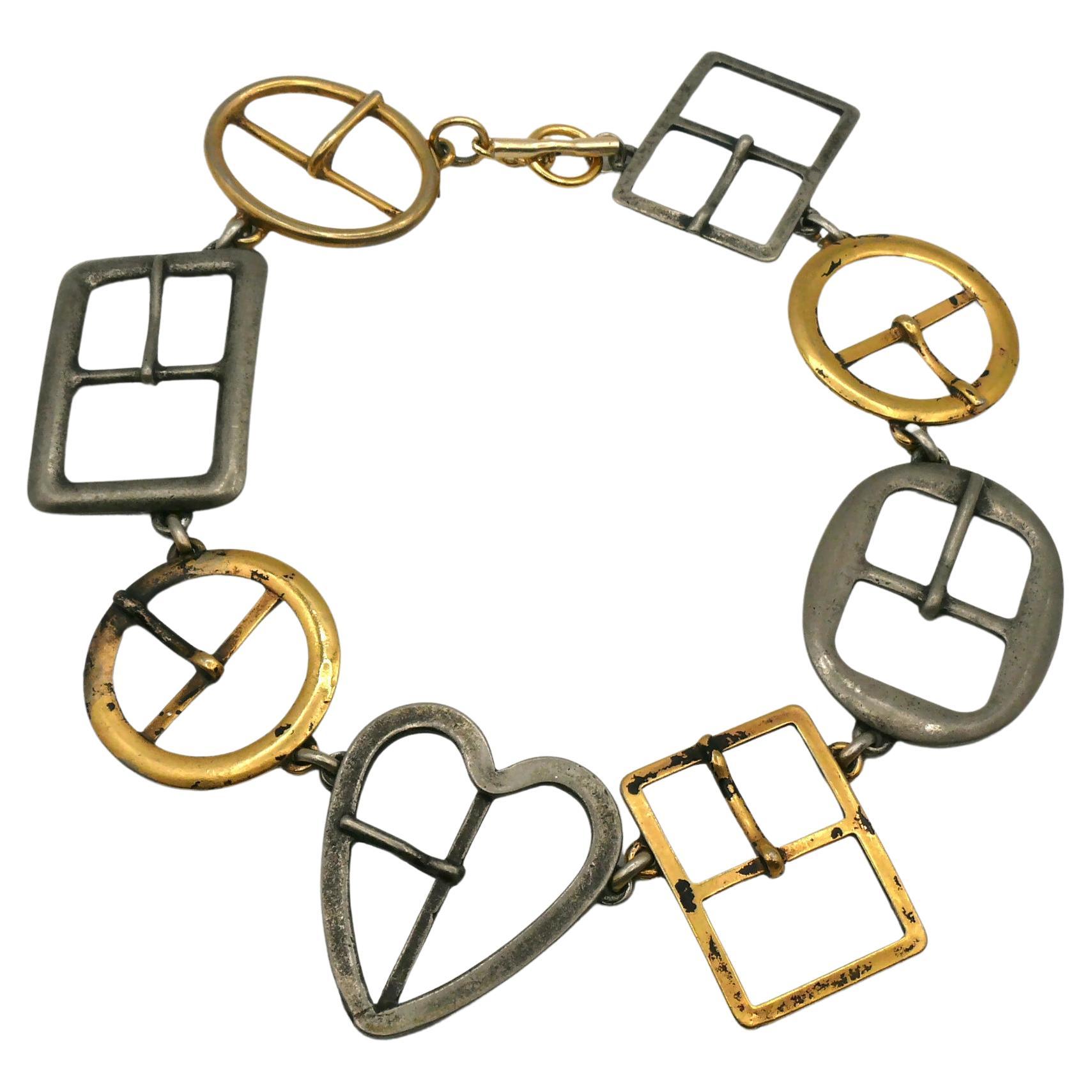 MOSCHINO Vintage Multi Buckle Novelty Necklace For Sale