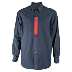 Moschino Vintage Navy Blue & Red Shirt 1990s Long Sleeve Shirt Buttoned Shirt