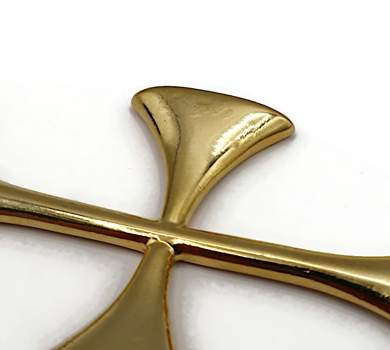 MOSCHINO Vintage Oversized Cross Dangling Earrings For Sale 7
