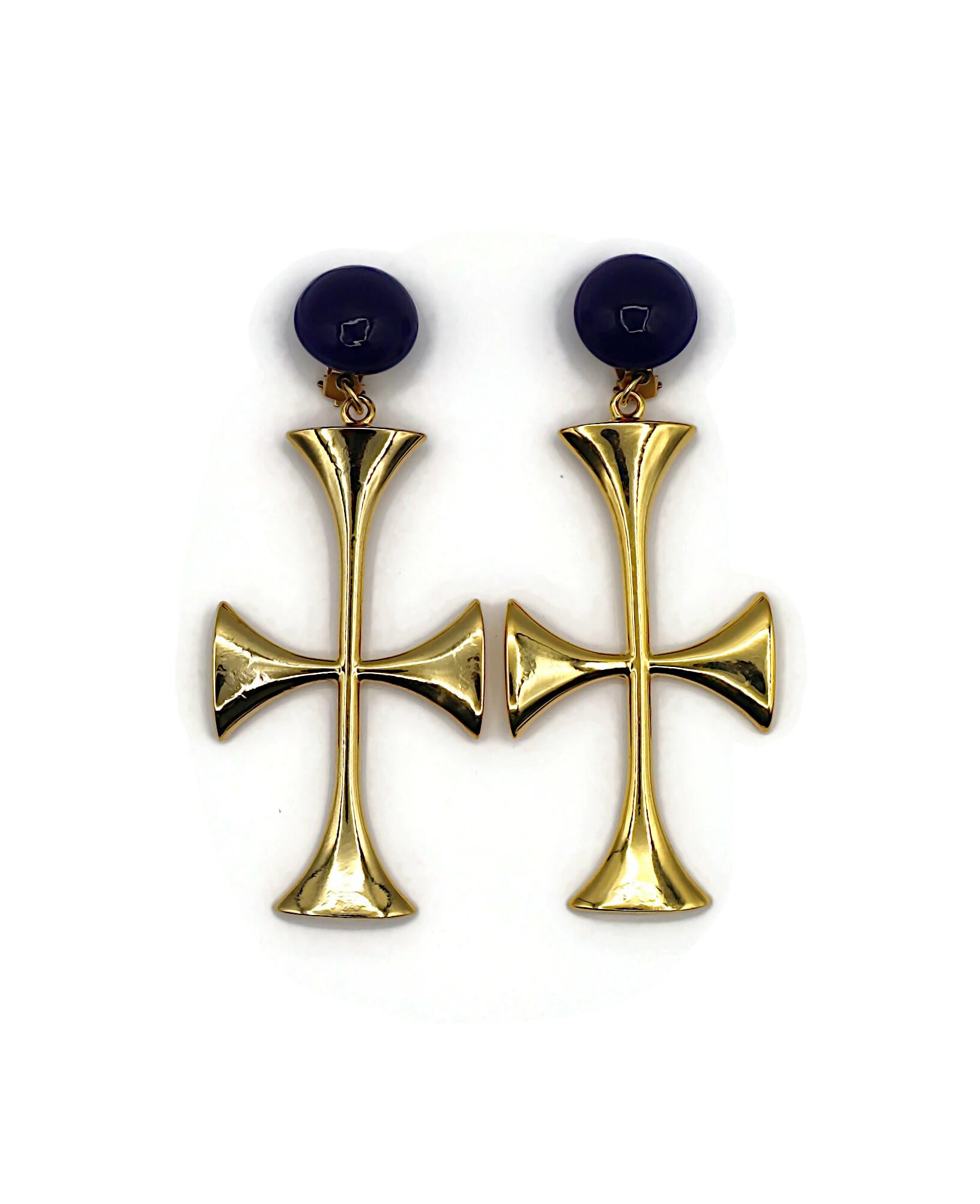 Women's MOSCHINO Vintage Oversized Cross Dangling Earrings For Sale