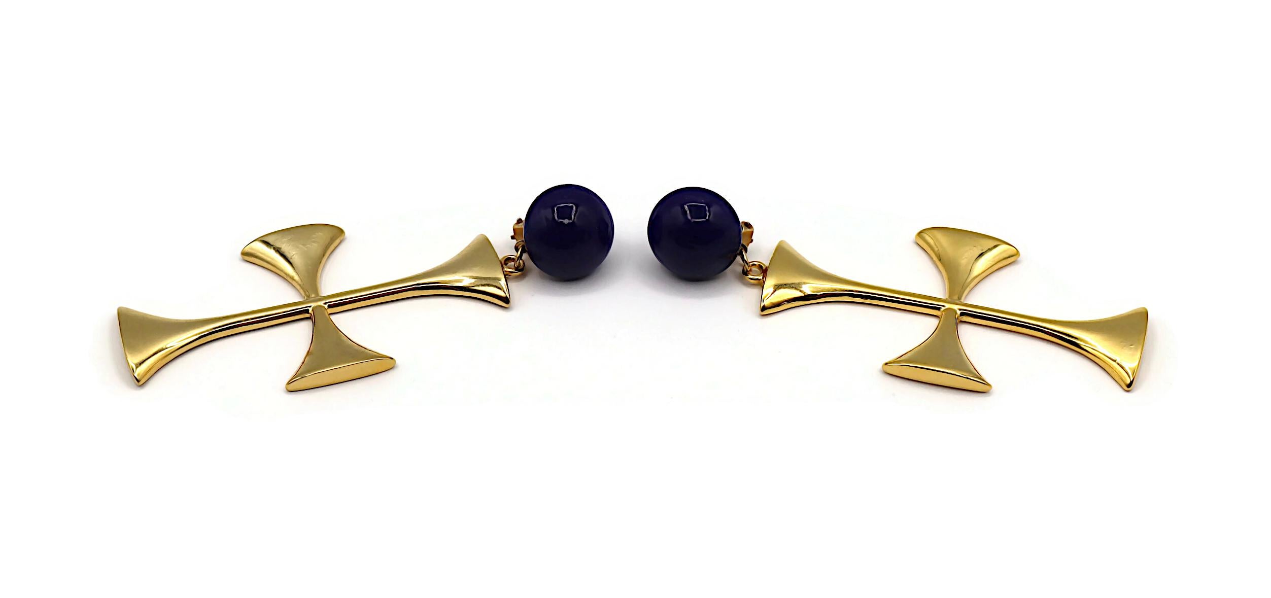 MOSCHINO Vintage Oversized Cross Dangling Earrings For Sale 2